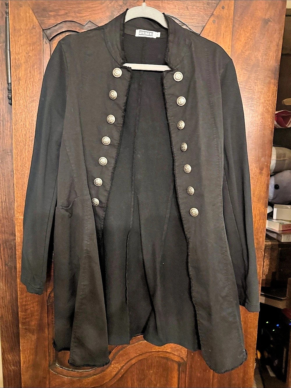 Porter Collective Black Button-Front Coat Size Large